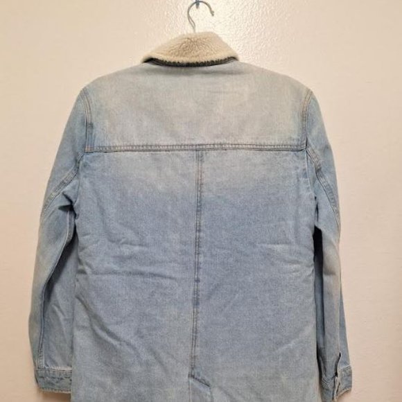 Woman  Denim Long Jacket W/ Sherpa lining , Size S, Sample Sale - Picture 2 of 4